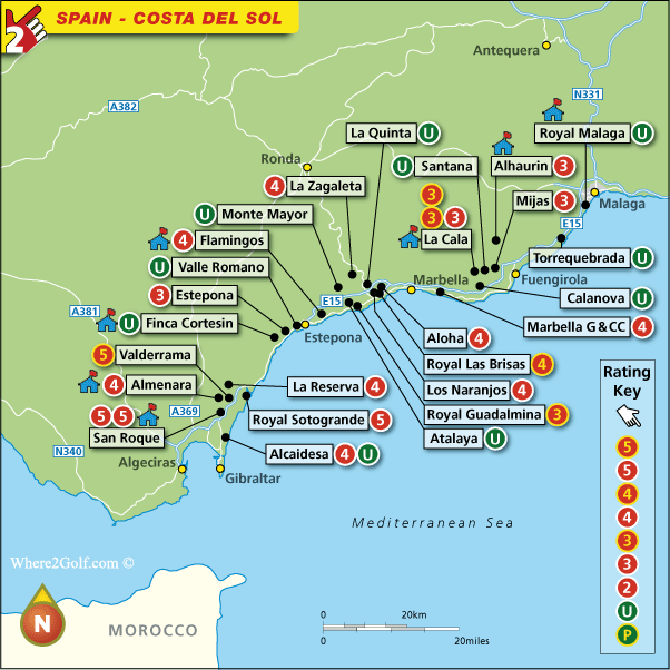 W2G map of Spain - Costa del Sol